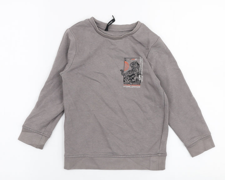 George Boys Grey  Cotton Pullover Sweatshirt Size 5-6 Years  Pullover - Tiger