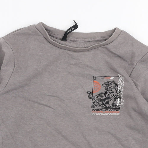 George Boys Grey  Cotton Pullover Sweatshirt Size 5-6 Years  Pullover - Tiger