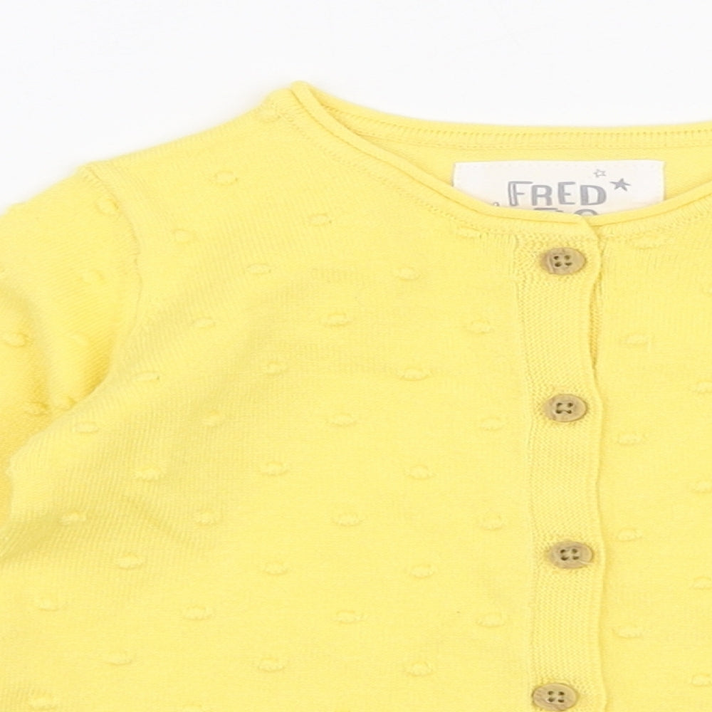 F&F Girls Yellow  Cotton Cardigan Jumper Size 9-12 Months  Button