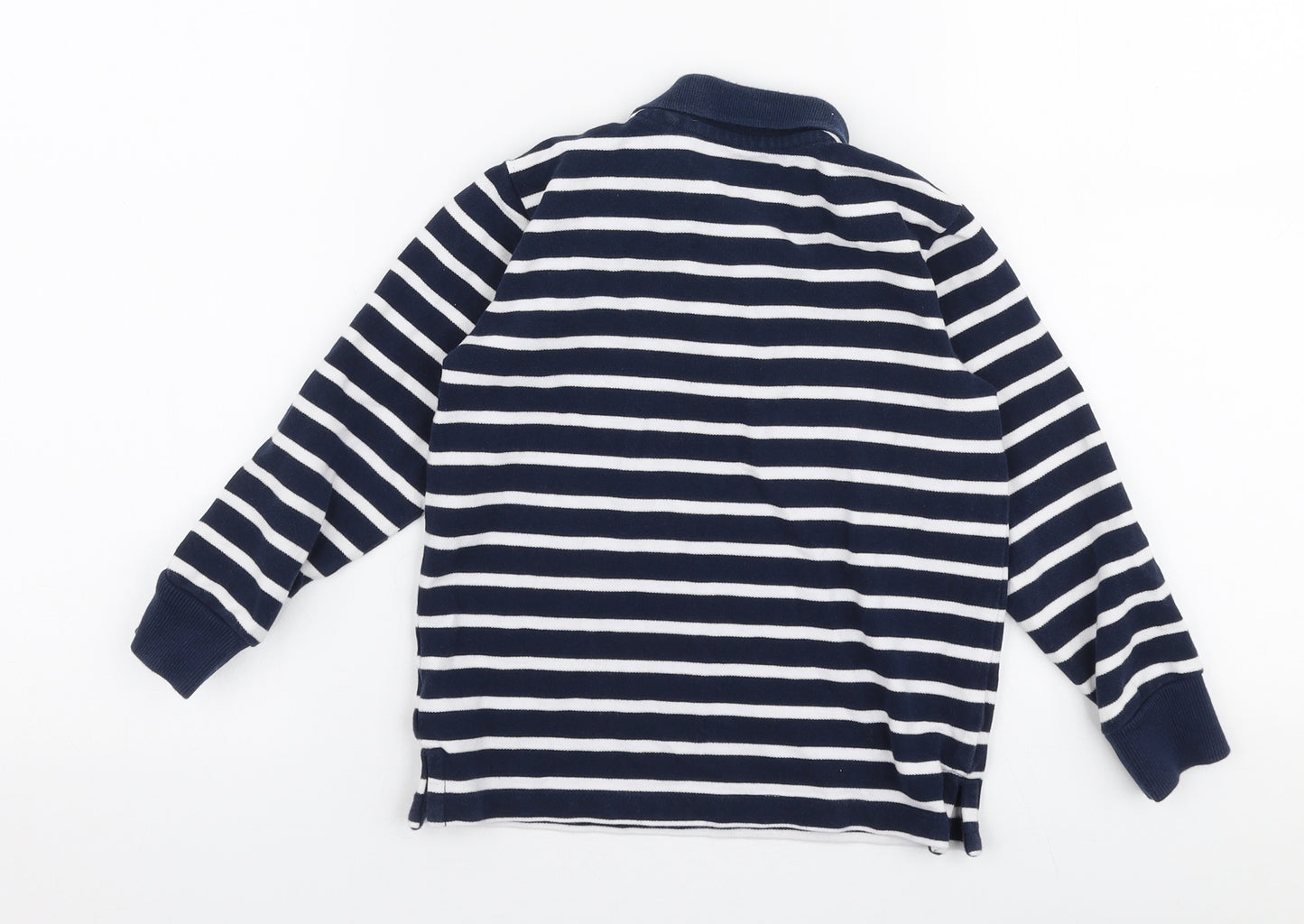 NEXT Boys Blue Striped 100% Cotton Basic Polo Size 5-6 Years Collared Button