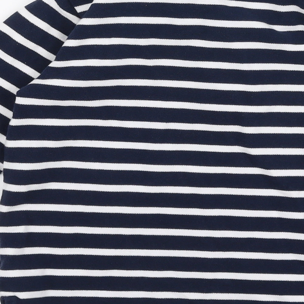 NEXT Boys Blue Striped 100% Cotton Basic Polo Size 5-6 Years Collared Button