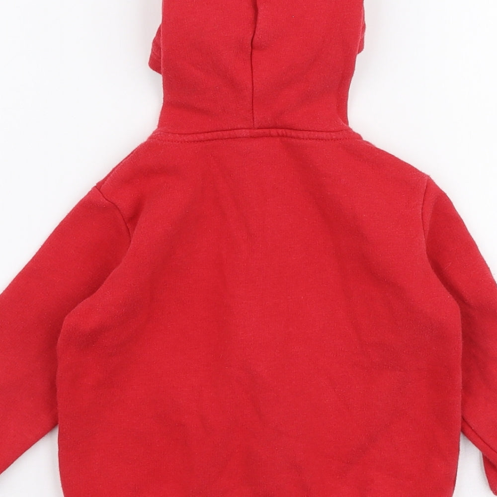 H&M Boys Red  Cotton Jersey T-Shirt Size 18-24 Months Round Neck Zip - Hoodie