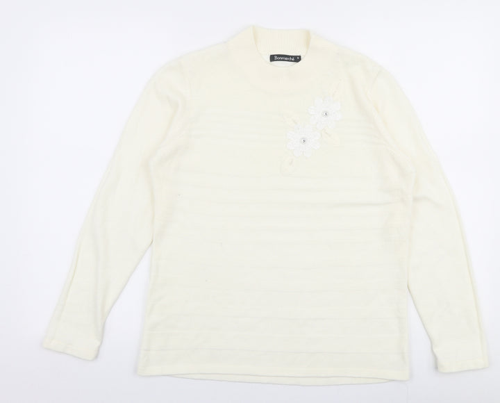 Bonmarche Womens Ivory High Neck Polyester Pullover Jumper Size S