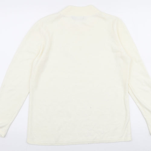 Bonmarche Womens Ivory High Neck  Polyester Pullover Jumper Size S