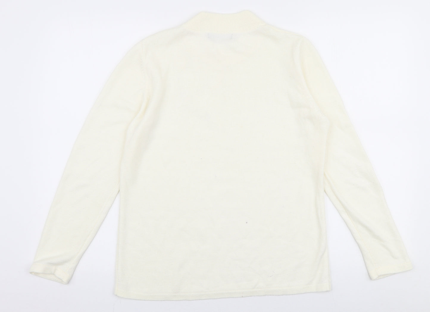 Bonmarche Womens Ivory High Neck  Polyester Pullover Jumper Size S