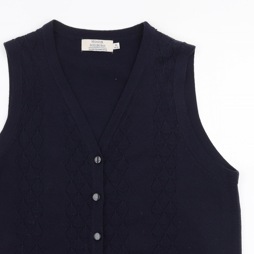 Honor Millburn Womens Blue V-Neck  Acrylic Vest Jumper Size M