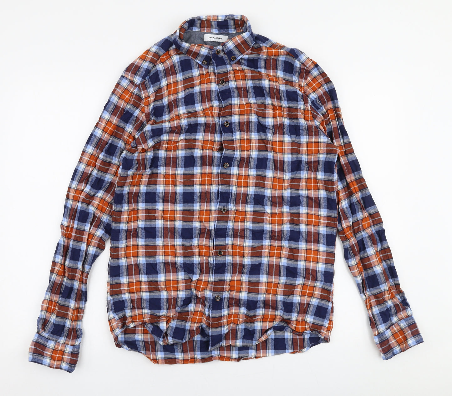 JACK & JONES Mens Multicoloured Check Cotton  Button-Up Size M Collared Button