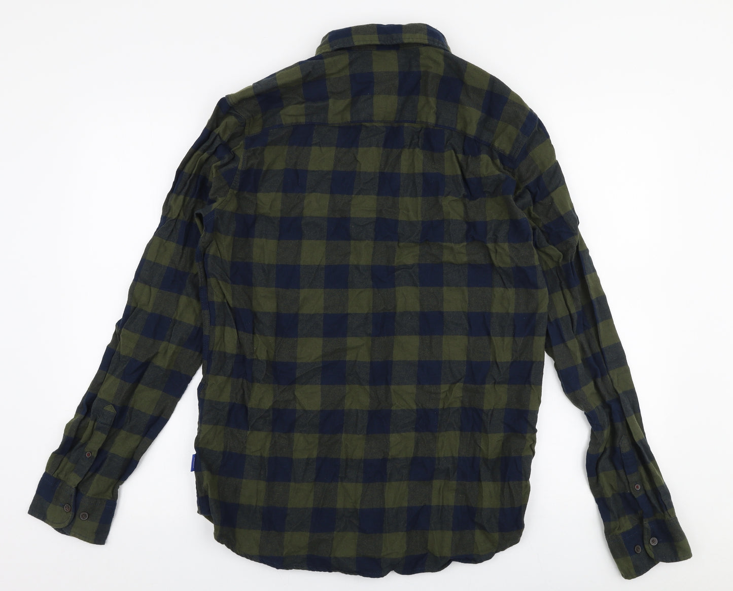 JACK & JONES Mens Green Check Cotton  Button-Up Size L Collared Button