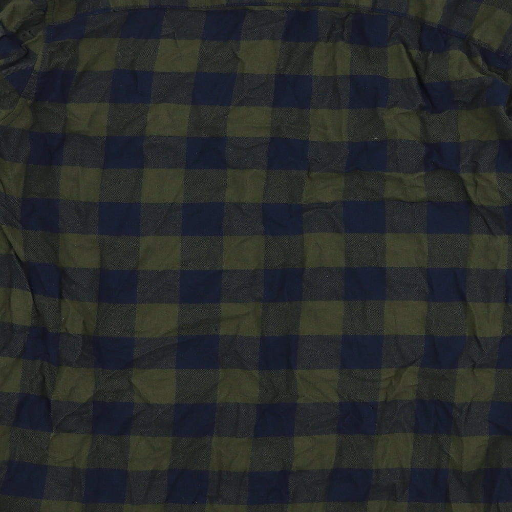 JACK & JONES Mens Green Check Cotton  Button-Up Size L Collared Button