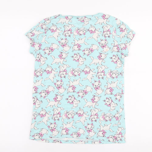 Disney Girls Blue  Cotton Jersey T-Shirt Size 12-13 Years Round Neck Pullover - Aristocats Marie