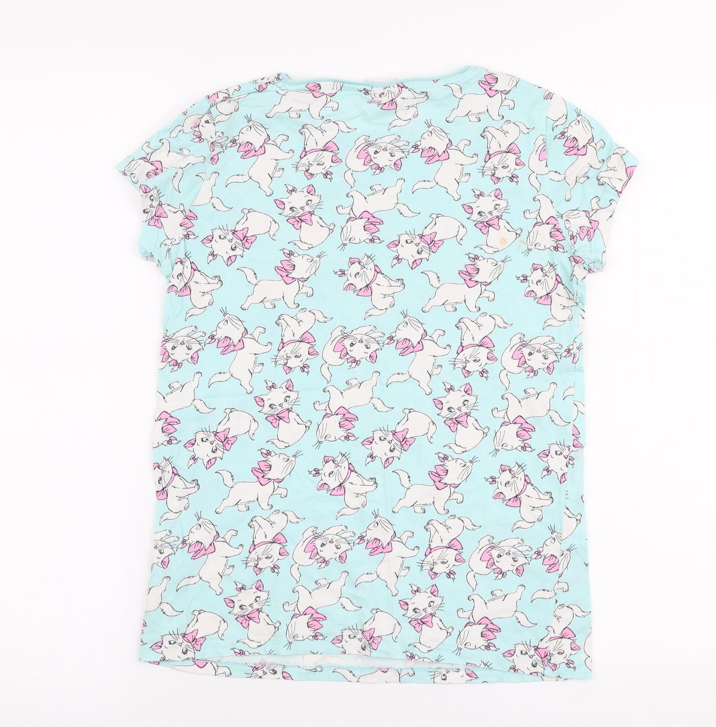 Disney Girls Blue  Cotton Jersey T-Shirt Size 12-13 Years Round Neck Pullover - Aristocats Marie