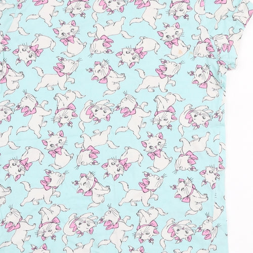 Disney Girls Blue  Cotton Jersey T-Shirt Size 12-13 Years Round Neck Pullover - Aristocats Marie