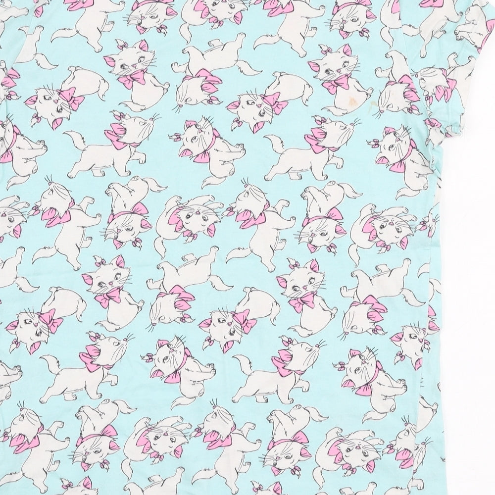 Disney Girls Blue  Cotton Jersey T-Shirt Size 12-13 Years Round Neck Pullover - Aristocats Marie