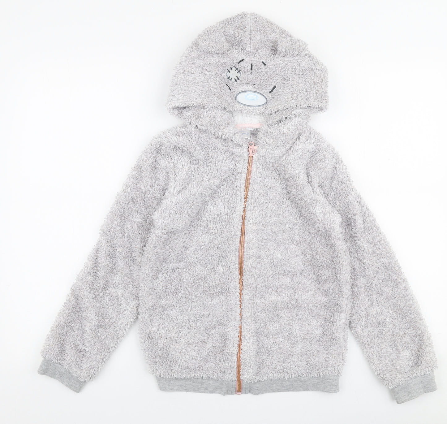 F&F Girls Grey  Polyester Full Zip Hoodie Size 9-10 Years  Zip - Me to you