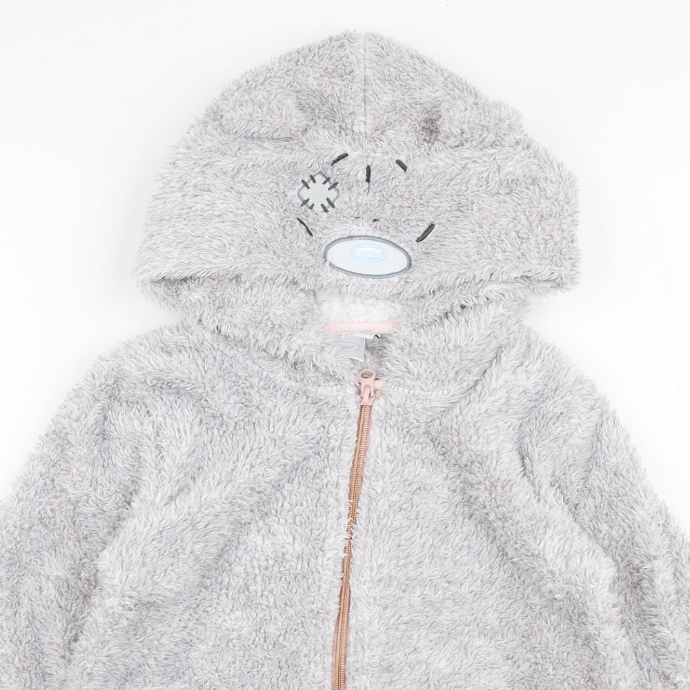 F&F Girls Grey  Polyester Full Zip Hoodie Size 9-10 Years  Zip - Me to you