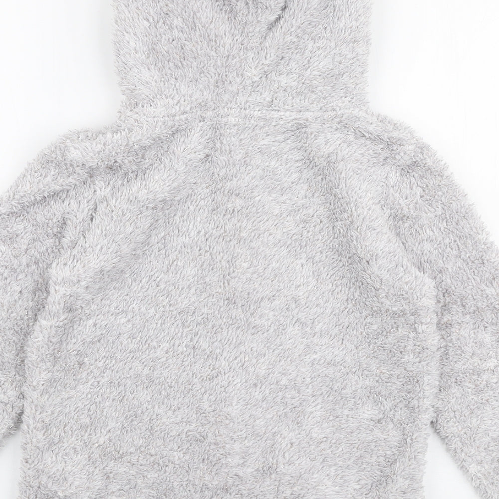 F&F Girls Grey  Polyester Full Zip Hoodie Size 9-10 Years  Zip - Me to you
