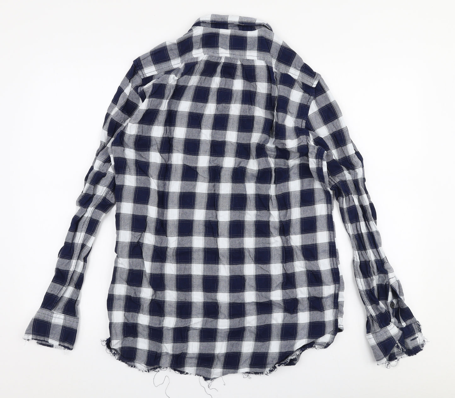 Diesel Mens Blue Check Cotton  Button-Up Size M Collared Button