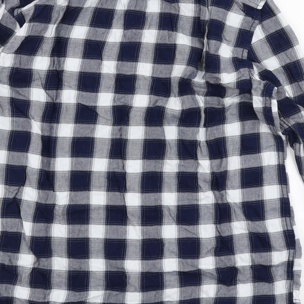 Diesel Mens Blue Check Cotton  Button-Up Size M Collared Button
