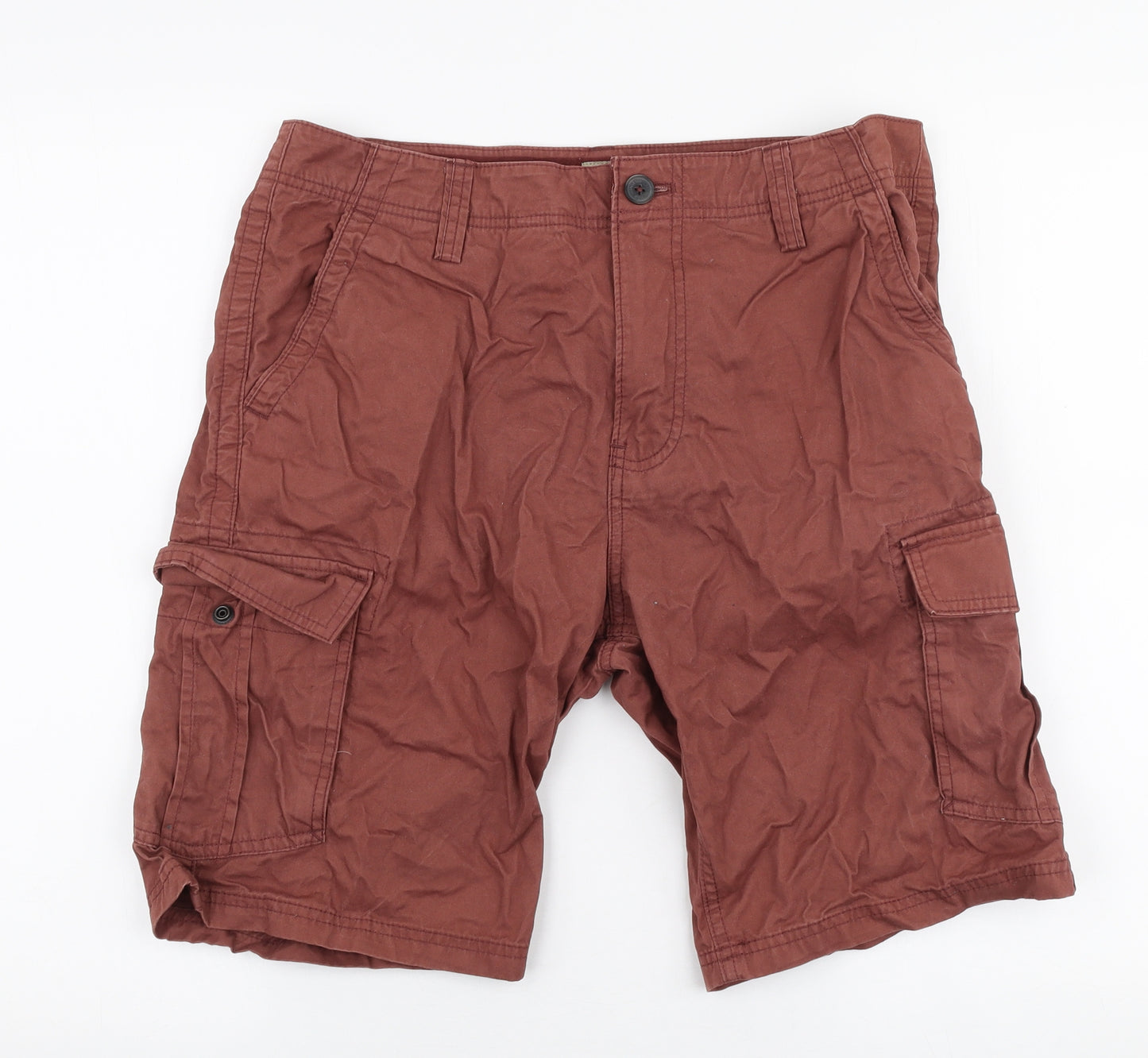 Next  Mens Orange  Cotton Chino Shorts Size 34 in L10 in Regular Button