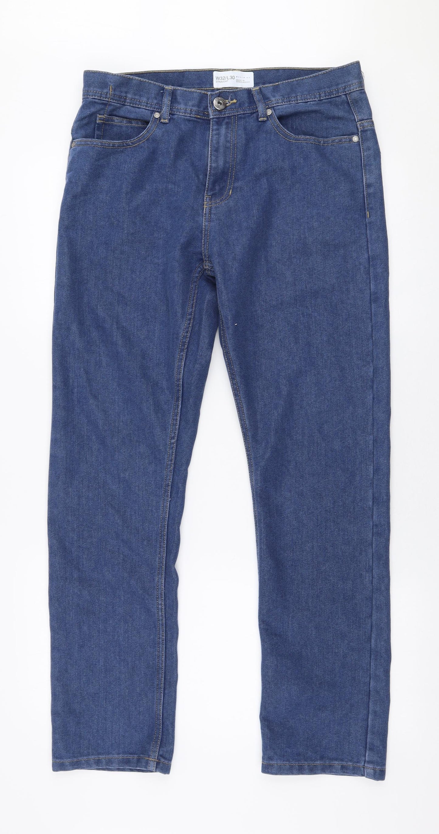 Denim Co Mens Blue  Cotton Straight Jeans Size 32 in L30 in Regular Zip