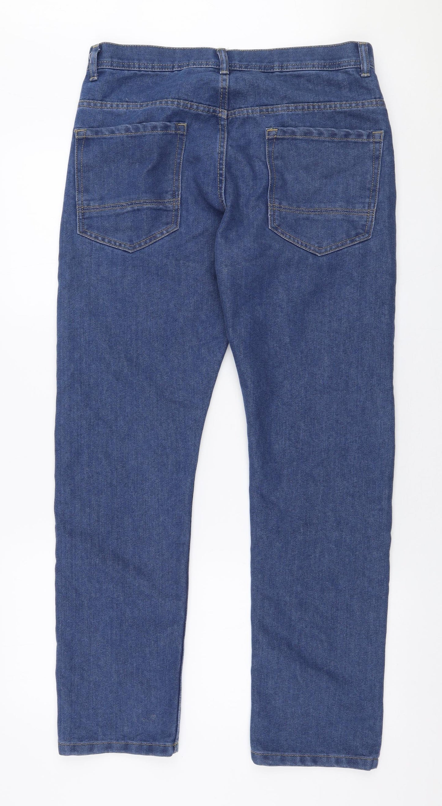 Denim Co Mens Blue  Cotton Straight Jeans Size 32 in L30 in Regular Zip