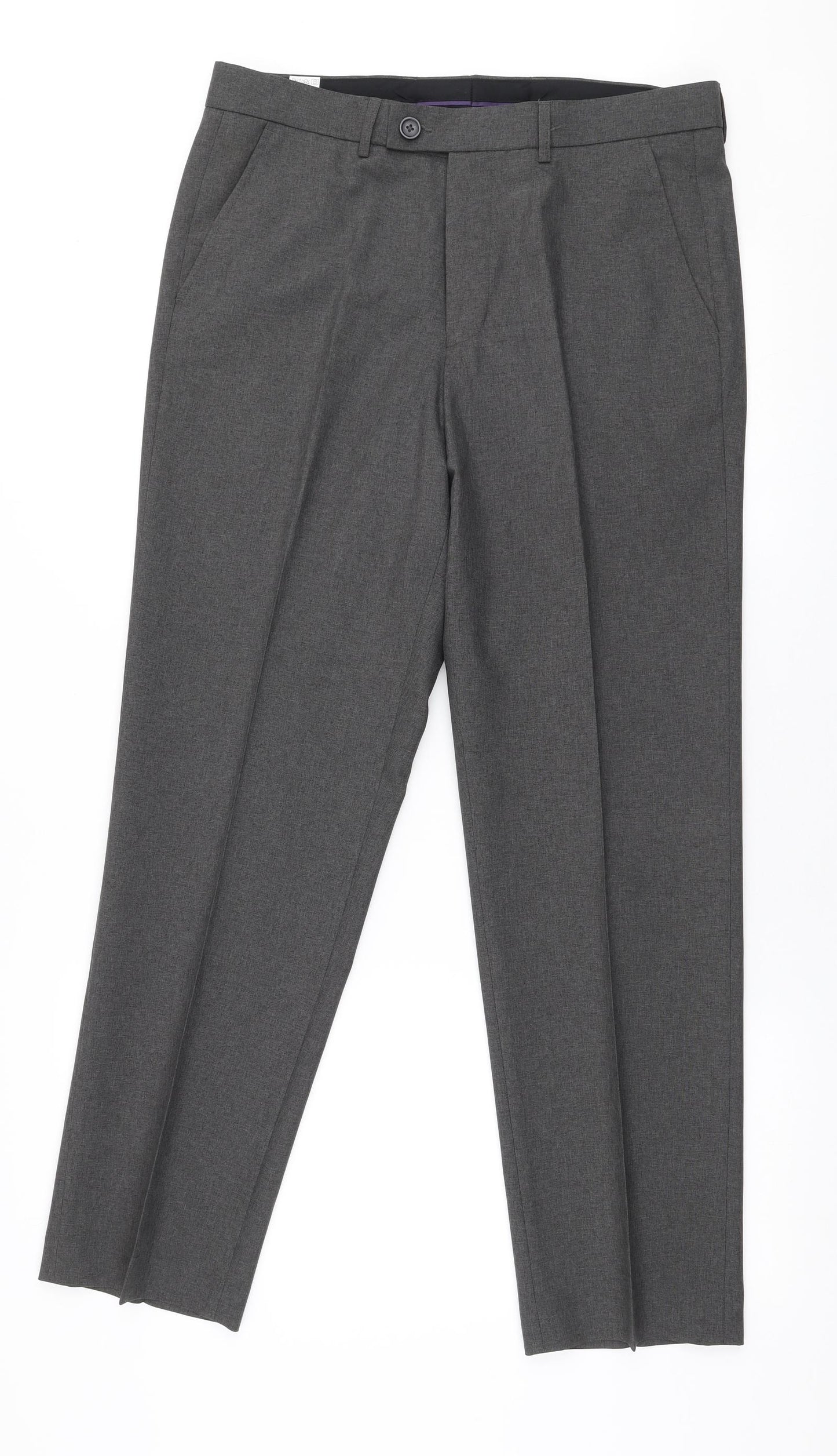 Matalan Mens Grey  Polyester Trousers  Size 32 in L29 in Regular Zip