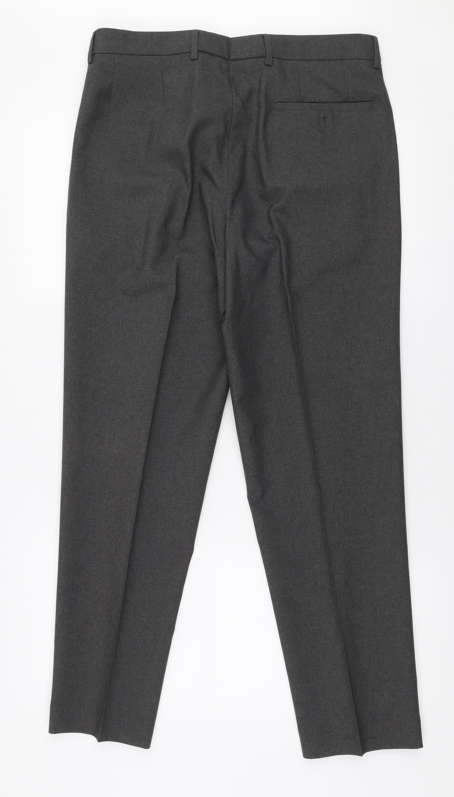Matalan Mens Grey  Polyester Trousers  Size 32 in L29 in Regular Zip