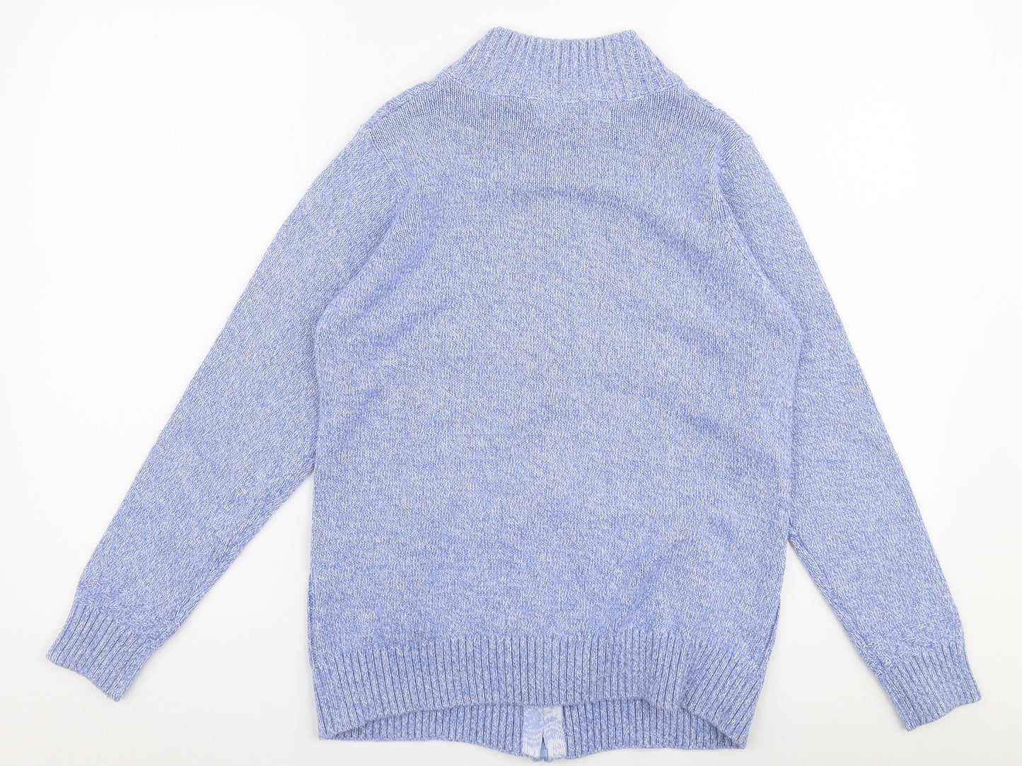 Isle  Womens Blue High Neck  100% Cotton Full Zip Jumper Size M
