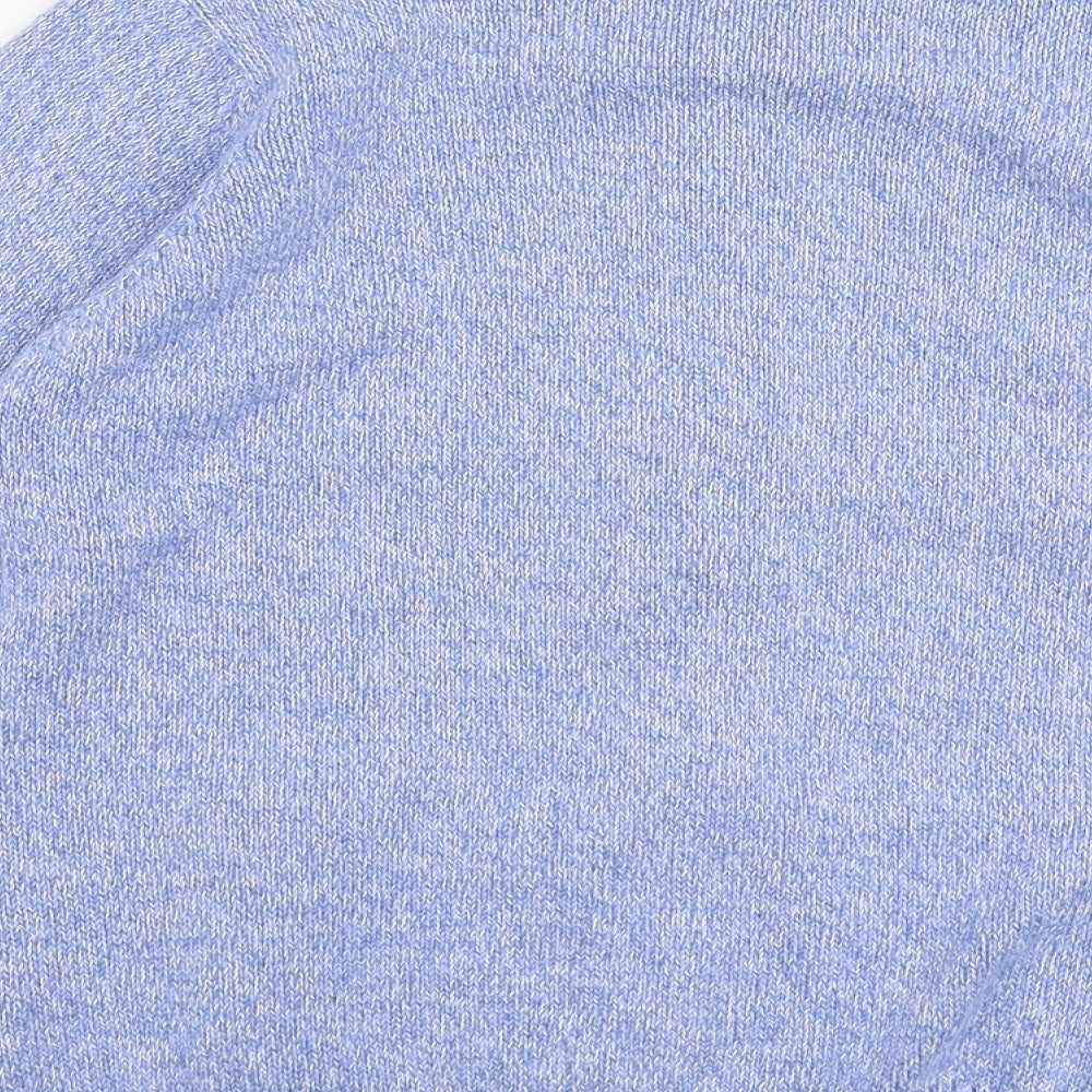 Isle  Womens Blue High Neck  100% Cotton Full Zip Jumper Size M