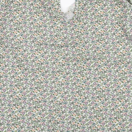 Holly & Joey Womens Multicoloured Floral Polyester Basic Blouse Size M V-Neck