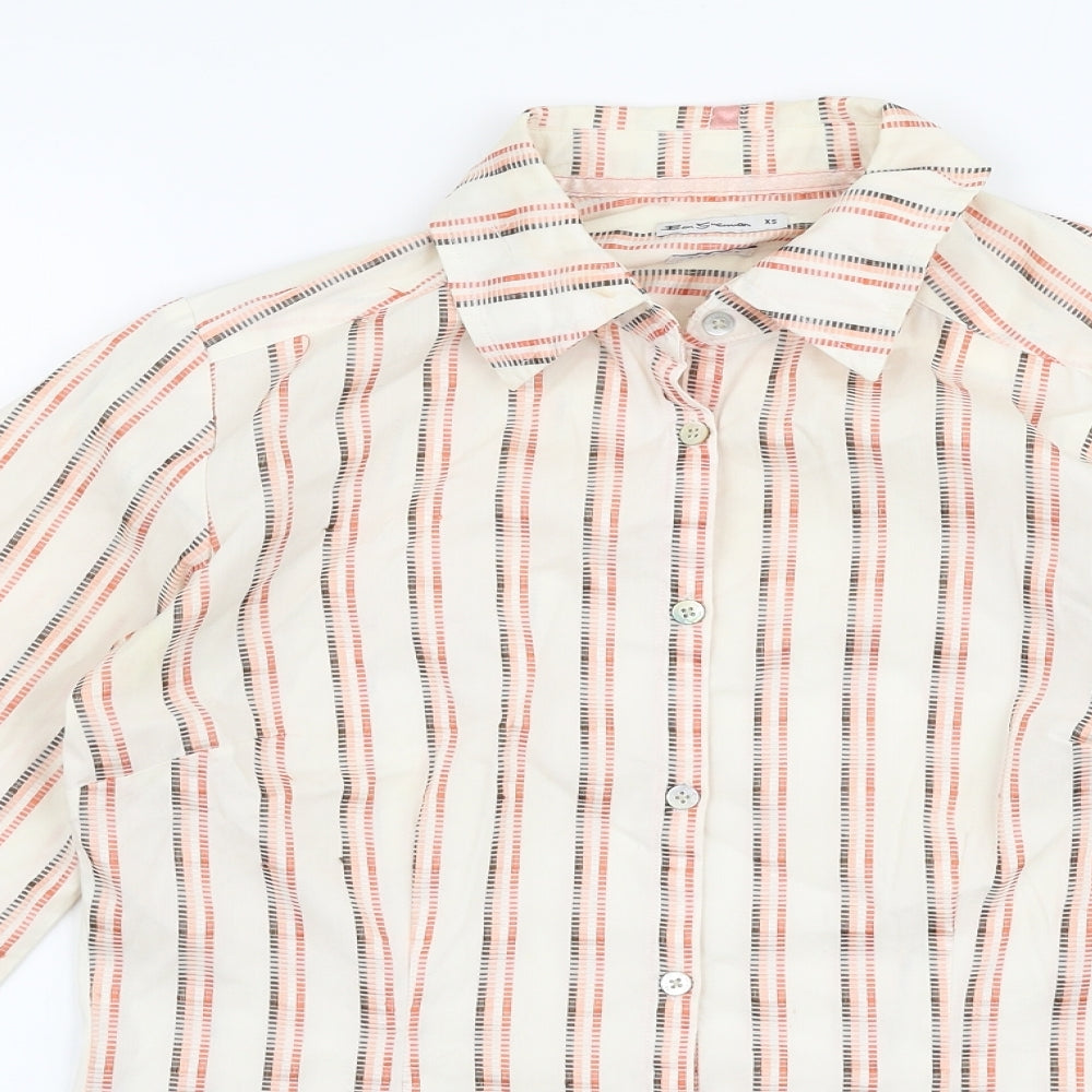 Ben Sherman Womens Multicoloured Striped Cotton Basic Button-Up Size XS Collared