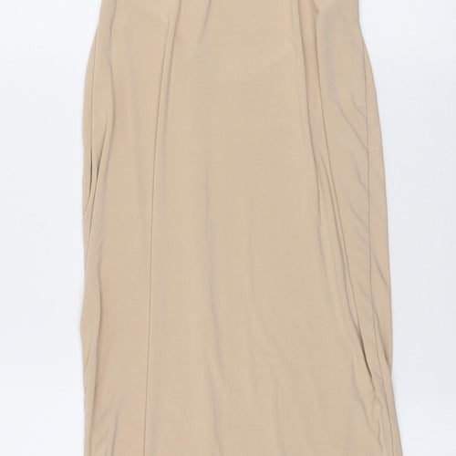 Missguided Womens Beige  Polyester Pencil Dress  Size 14  High Neck Pullover