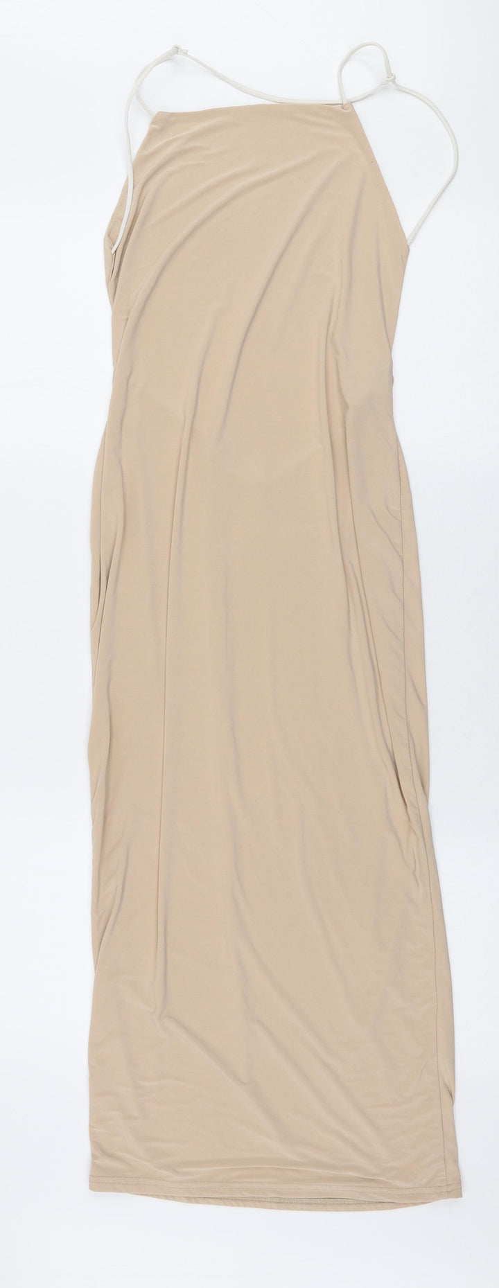 Missguided Womens Beige Polyester Pencil Dress Size 14 High Neck Pullover