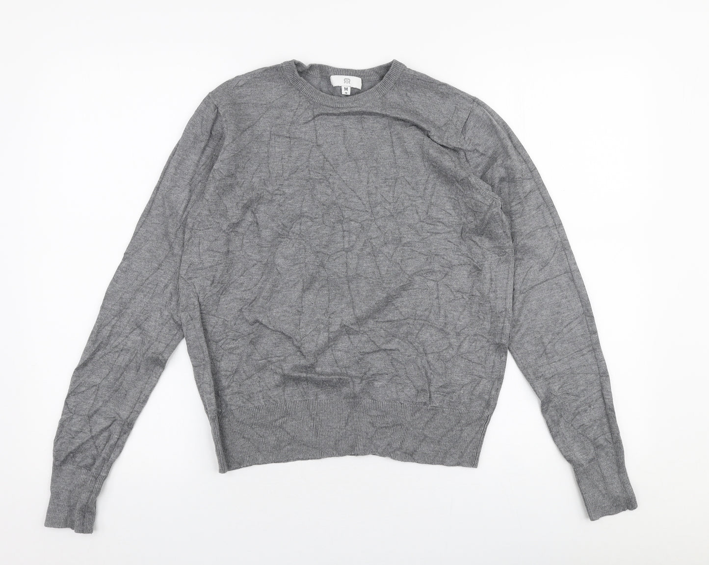 River Island Mens Grey Round Neck  Polyester Pullover Jumper Size M