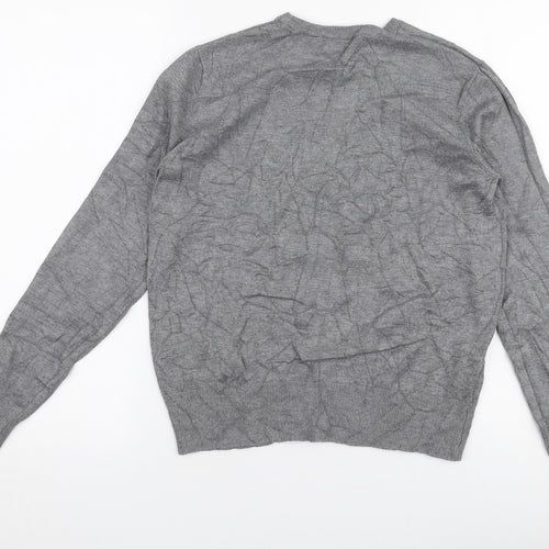 River Island Mens Grey Round Neck  Polyester Pullover Jumper Size M