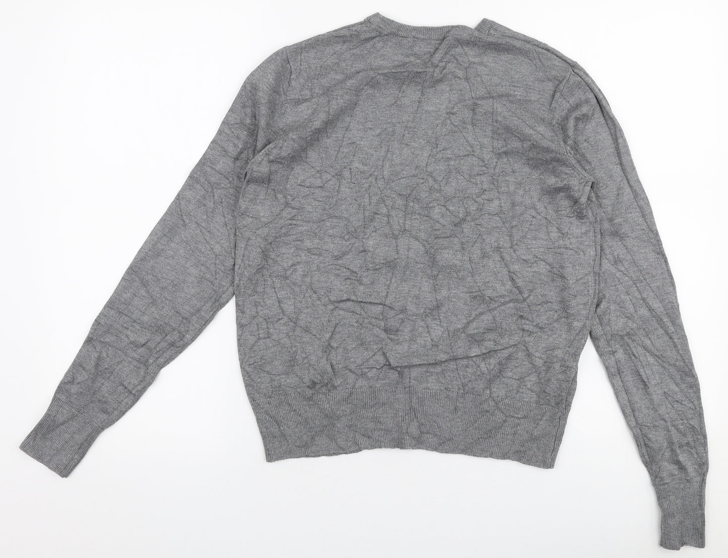 River Island Mens Grey Round Neck  Polyester Pullover Jumper Size M