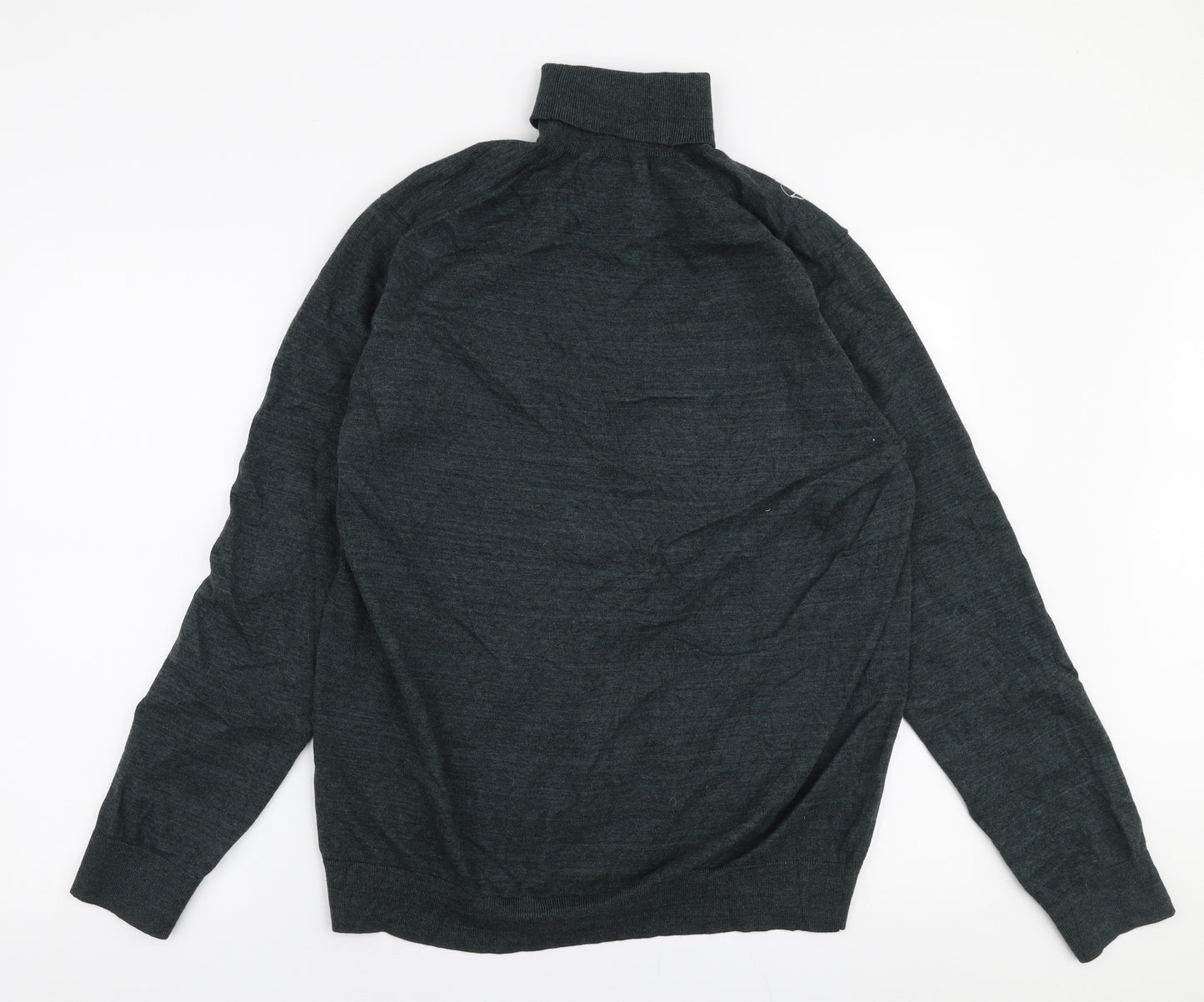 Marks and Spencer Mens Green Roll Neck  Cotton Pullover Jumper Size XL