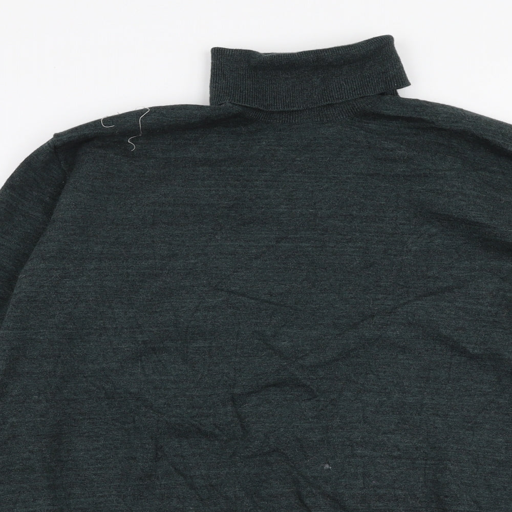 Marks and Spencer Mens Green Roll Neck  Cotton Pullover Jumper Size XL