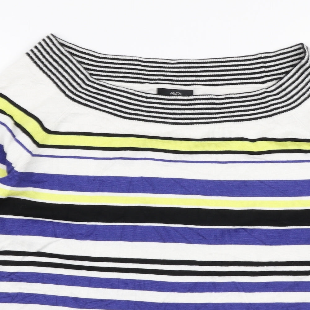 M&Co Womens Multicoloured Boat Neck Striped Viscose Pullover Jumper Size 14
