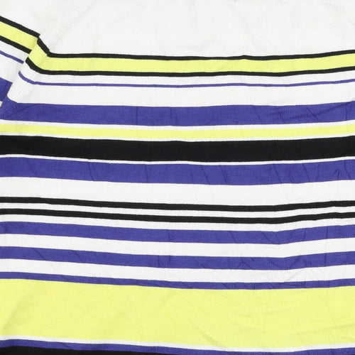 M&Co Womens Multicoloured Boat Neck Striped Viscose Pullover Jumper Size 14