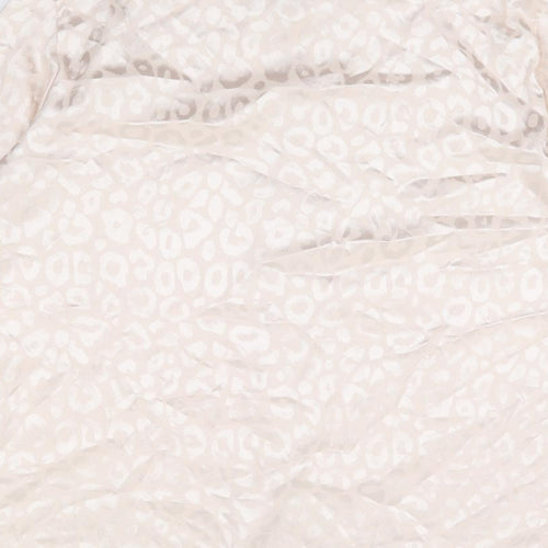 SheIn Womens Ivory Animal Print Polyester Jersey Button-Up Size 16 Collared