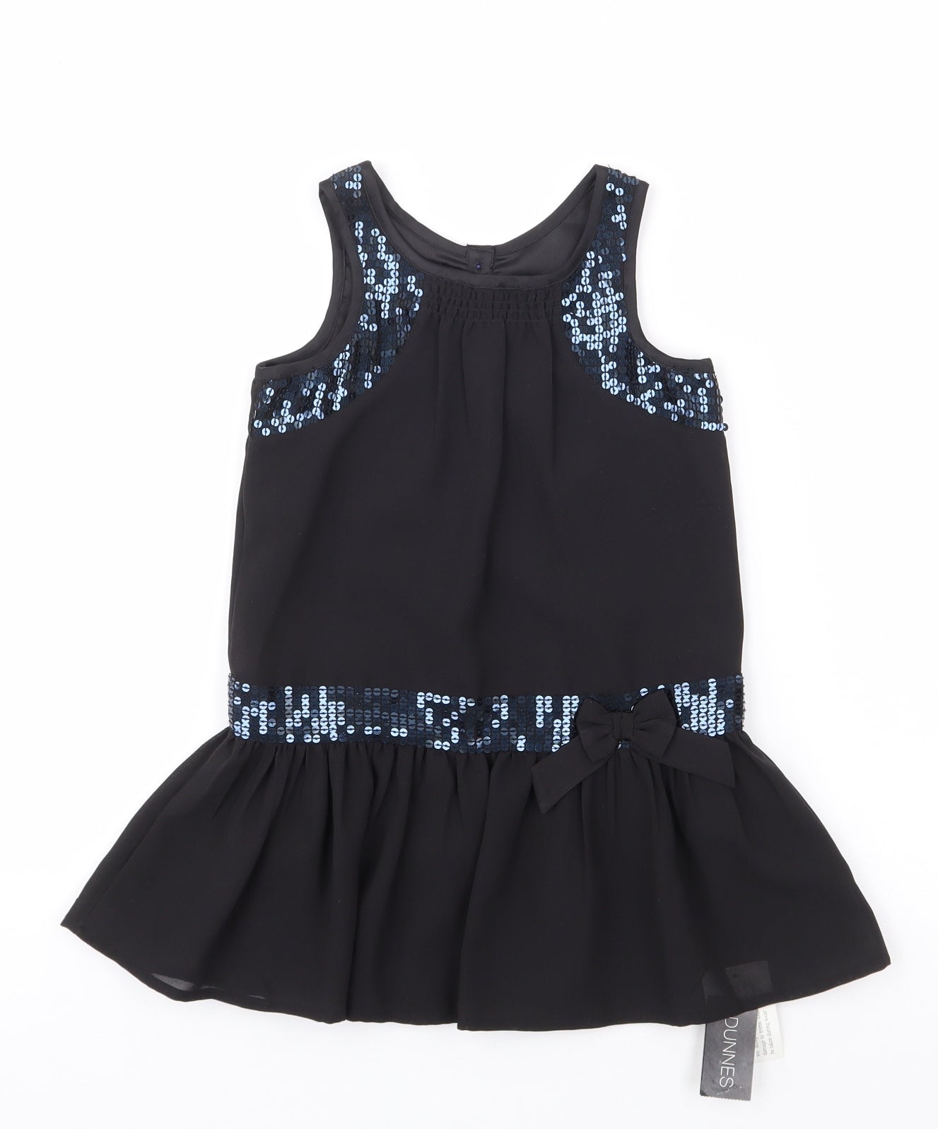 Dunnes Stores Girls Black  Polyester A-Line  Size 4 Years  Round Neck Pullover - Party Dress