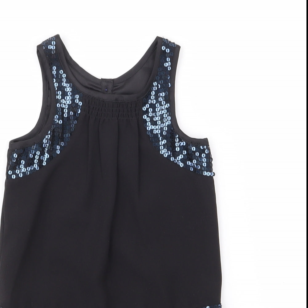 Dunnes Stores Girls Black  Polyester A-Line  Size 4 Years  Round Neck Pullover - Party Dress