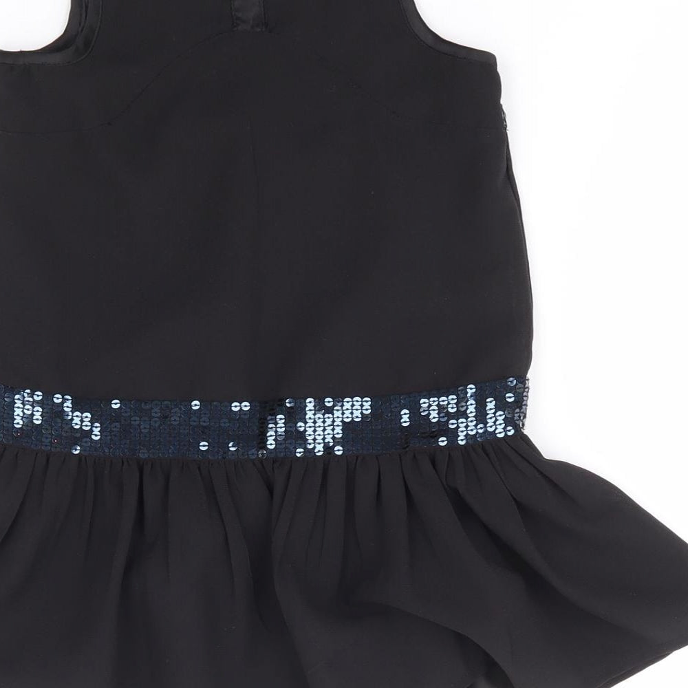 Dunnes Stores Girls Black  Polyester A-Line  Size 4 Years  Round Neck Pullover - Party Dress