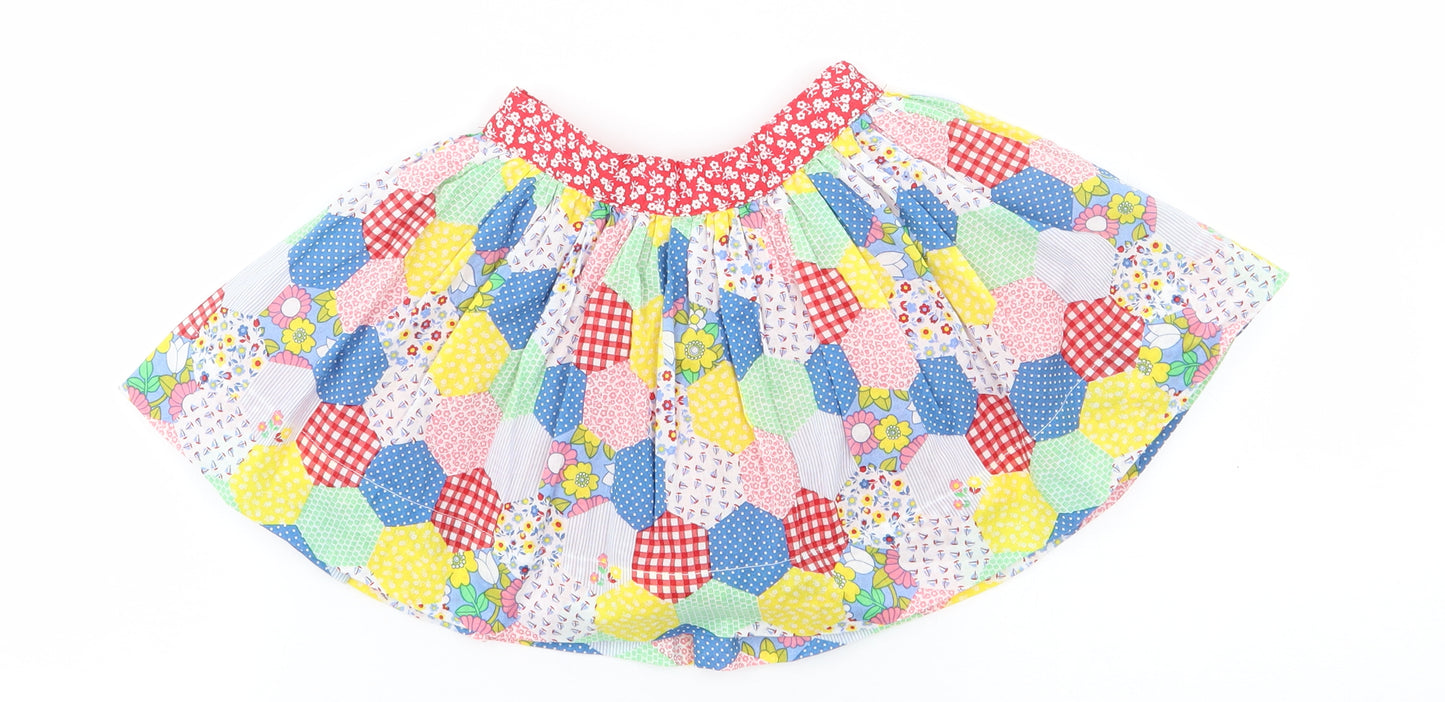 Little Bird Girls Multicoloured Patchwork 100% Cotton Skater Skirt Size 9-12 Months  Pull On