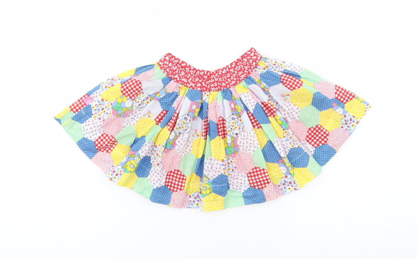 Little Bird Girls Multicoloured Patchwork 100% Cotton Skater Skirt Size 9-12 Months  Pull On