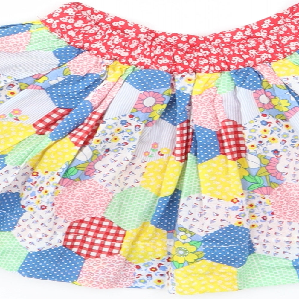 Little Bird Girls Multicoloured Patchwork 100% Cotton Skater Skirt Size 9-12 Months  Pull On
