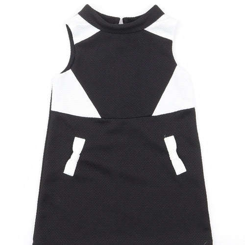 NEXT Girls Black  Polyester Shift  Size 4 Years  Mock Neck Zip