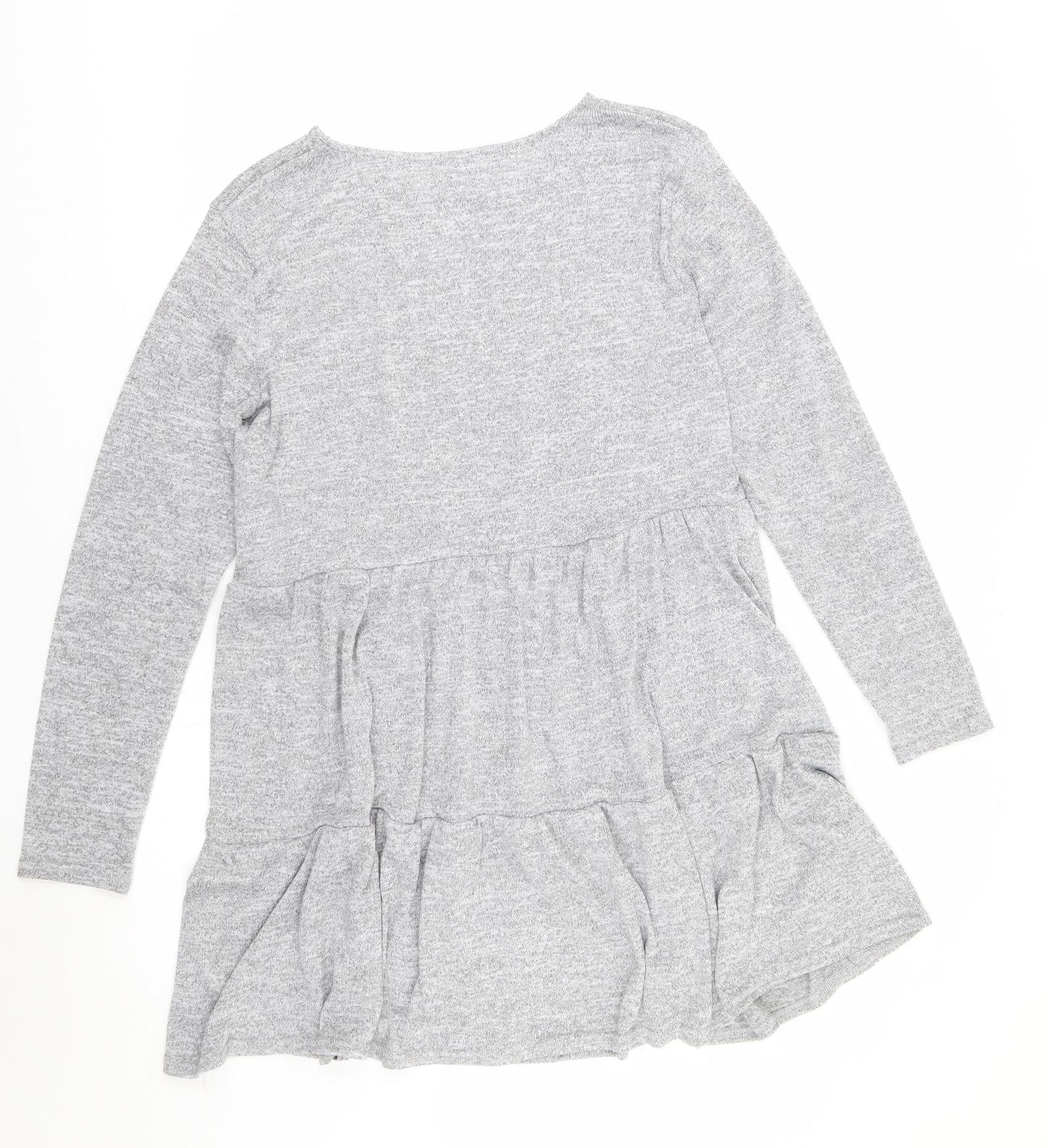 New Look Womens Grey  Polyester Skater Dress  Size 16  Round Neck Pullover - Tiered