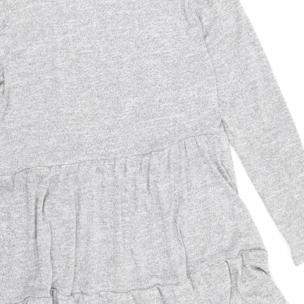New Look Womens Grey  Polyester Skater Dress  Size 16  Round Neck Pullover - Tiered